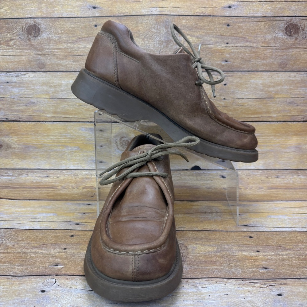 Vtg American Eagle Mens 11 Brown Leather Chunky Moc Toe Shoes Y2K Gorpcore 90s